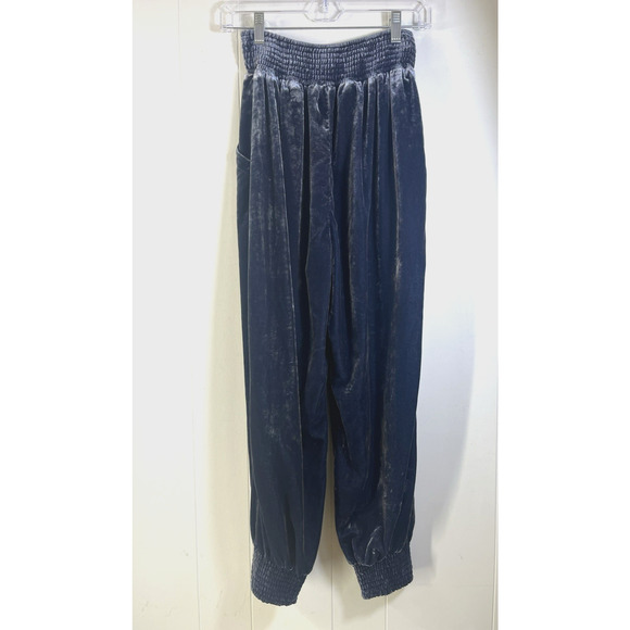 Anthropologie Gloria Velvet Slouchy Harem Jogger Pants Gray Blue Boho Size XS - Picture 2 of 11